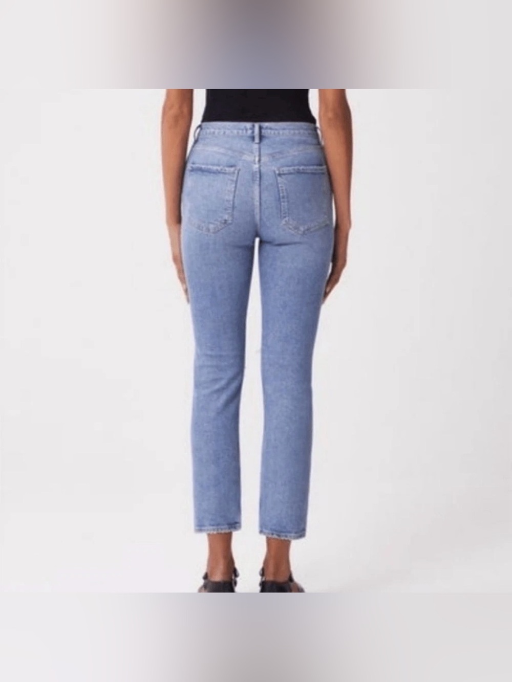 Agolde “Riley” High Rise Straight Leg Distressed Crop Denim Jeans In Wilder Wash - Picture 2 of 15